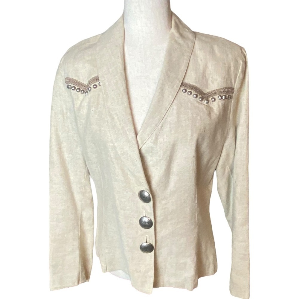 Vintage Pure West linen blazer rodeo country western  designer southwest